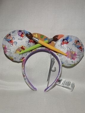 Disney Parks Ink & Paint Mickey/Minnie Mouse Ears Paintbrush Headband | NWT
